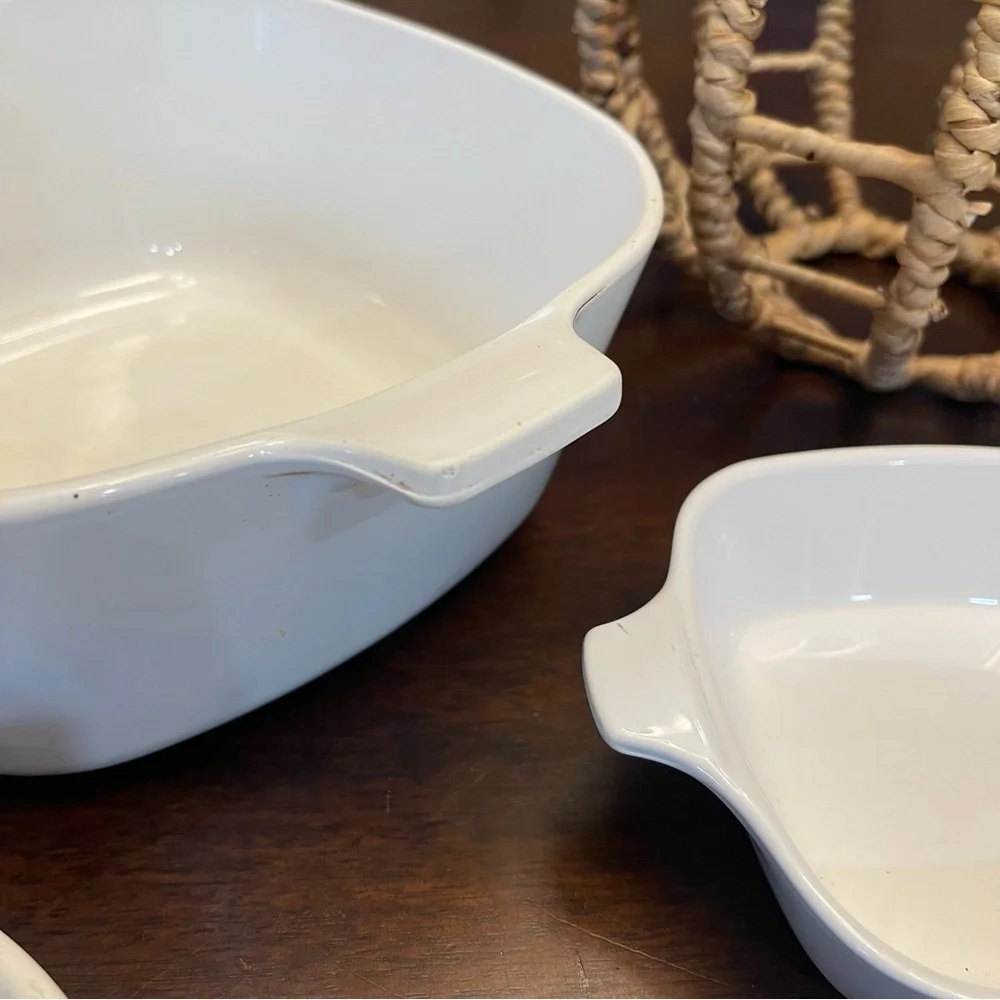 VINTAGE CORNING WARE White Blue Casserole Dishes